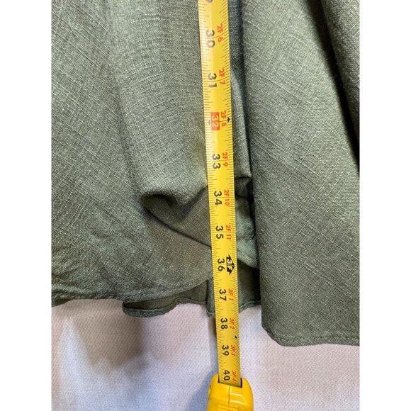 Grace + Karma Linen Blend Shirt Dress Womens Large Green Boho Tassel Tunic - Picture 7 of 11